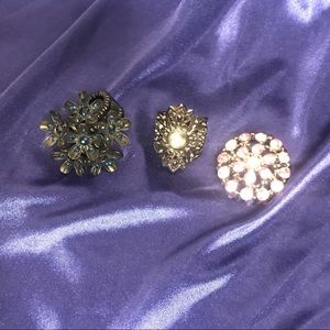 3 Silver, Black Rings Bundle of 3 rings sz 6-8